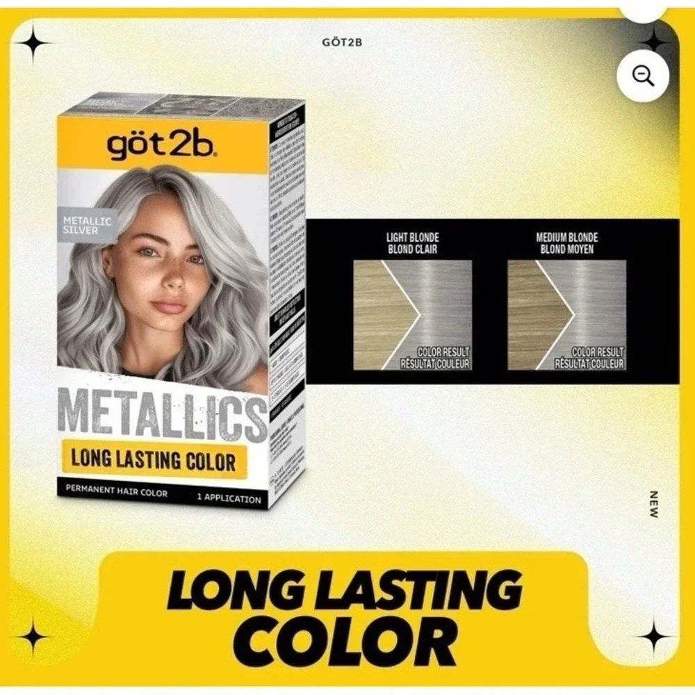 SCHWARZKOPF Got2b Metallics Permanent Hair Color M71 Metallic Silver--LOT OF 2